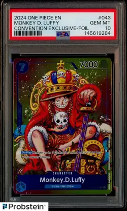 2024 One Piece EN Convention Foil #043 Monkey D Luffy PSA 10 GEM MINT - Image 1