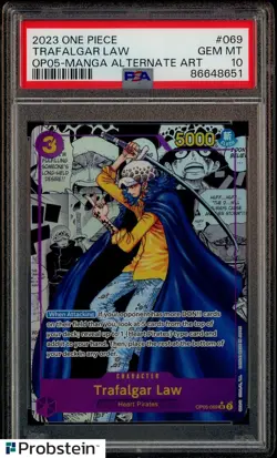 2023 One Piece OP05 Manga Alternate Art #069 Trafalgar Law PSA 10 GEM MINT - Image 1