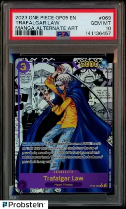 2023 One Piece OP05 Manga Alternate Art #069 Trafalgar Law PSA 10 GEM MINT - Image 1