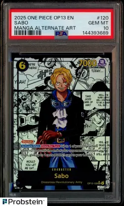 2025 One Piece EN OP13 Manga Alternate Art #120 Sabo PSA 10 GEM MINT - Image 1