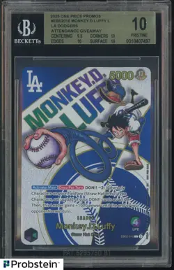 2025 One Piece Promo Dodgers Attendance Giveaway Monkey D. Luffy BGS 10 PRISTINE - Image 1
