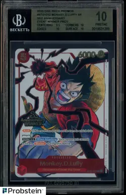 2025 One Piece Promos ST01012 Monkey D Luffy 3rd Anniversary Winner Prize BGS 10 - Image 1