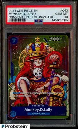 2024 One Piece EN Convention Foil #043 Monkey D Luffy PSA 10 GEM MINT - Image 1