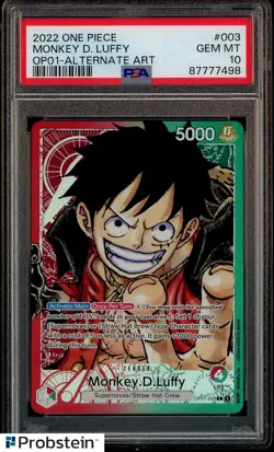 2022 One Piece OP-01 Alternate Art #003 Monkey D. Luffy Pre-Errata PSA 10 - Image 1
