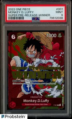 2022 One Piece Super Pre-Release Winner #001 Monkey D. Luffy PSA 9 MINT - Image 1