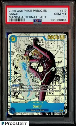 2025 One Piece PRB02 EN Manga Alternate Art #119 Sanji PSA 10 GEM MINT - Image 1