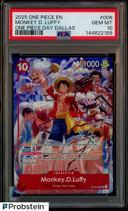 2025 One Piece EN One Piece Day Dallas #006 Monkey D. Luffy PSA 10 GEM MINT - Image 1