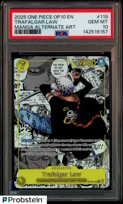2025 One Piece OP10 EN Manga Alternate Art #119 Trafalgar Law PSA 10 GEM MINT - Image 1