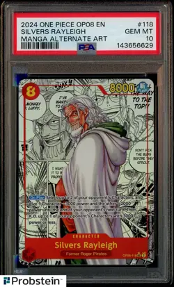 2024 One Piece OP08 EN Manga Alternate Art #118 Silvers Rayleigh PSA 10 GEM MINT - Image 1