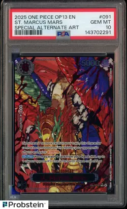 2025 One Piece OP13 Special Alt Art Demon God #091 St. Marcus Mars PSA 10 - Image 1