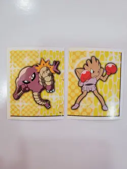 Pokemon Topps Hitmonlee & Hitmonchan Merlin collectable Stickers SET #176 & #177 - Image 1