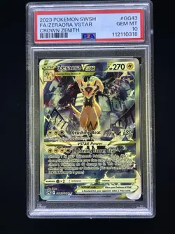 2023 POKEMON SWORD & SHIELD CROWN ZENITH #GG43 FULL ART/ZERAORA VSTAR PSA 10 - Image 1