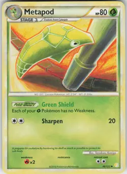 Pokemon Metapod 46/123 HeartGold SoulSilver Uncommon NM - Image 1