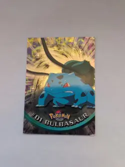 1999 Topps Pokemon Bulbasaur #01 TV Animation Series 1 LP Blue Logo - Image 1