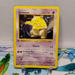 Pokemon Drowzee 049/102 Base Set Shadowless 1st Edition (HEAVY PLAYED) (DAMAGE) - Image 1