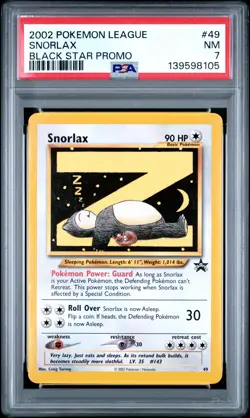 2002 POKEMON LEAGUE PROMO BLACK STAR #49 SNORLAX PSA 7 - Image 1