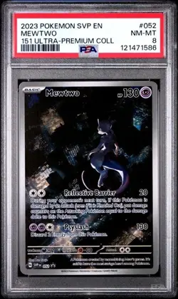 MEWTWO 151 ULTRA-PREMIUM COLL POKEMON SVP SV BLACK STAR PROMO 2023 052 PSA 8 - Image 1