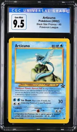 CGC Gem Mint 10 Articuno #48 WOTC Black Star Promo 2002 Pokemon League - Vintage - Image 1