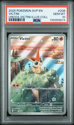 2025 POKEMON SVP EN-SV BLACK STAR PROMO #208 VICTINI PSA 10 - Image 1