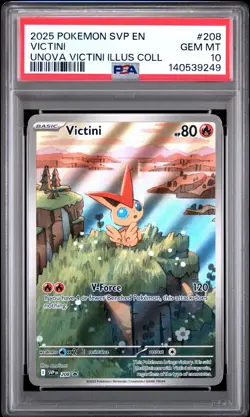 2025 POKEMON SVP EN-SV BLACK STAR PROMO #208 VICTINI PSA 10 - Image 1