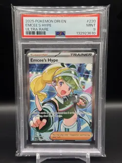 Pokemon TCG Destined Rivals Emcee's Hype 220/182 Ultra Rare PSA MT 9 - Image 1