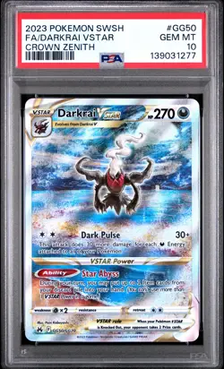 2023 POKEMON SWORD & SHIELD CROWN ZENITH #GG50 FULL ART/DARKRAI VSTAR PSA 10 - Image 1