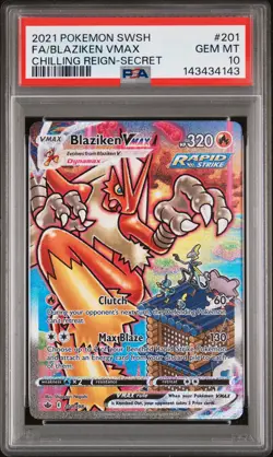 2021 POKEMON SWORD & SHIELD CHILLING REIGN SECRET FULL ART/BLAZIKEN VMAX PSA 10 - Image 1