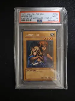 Yu-Gi-Oh! Gemini Elf 1st Edition Secret Rare LON-000 PSA 9 FOIL BLEED - Image 1