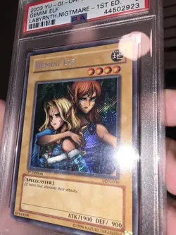 Yu-Gi-Oh! Gemini Elf 1st Edition Secret Rare LON-000 PSA 9 FOIL BLEED - Image 3