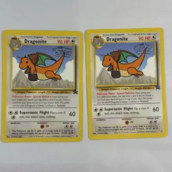 POKEMON POKEMON PROMO – DRAGONITE WB STAMP (1999) – Two CARDS VINTAGE LOT MOVIE - Image 1