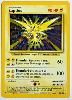 Pokemon TCG Zapdos Rare Holo Card #16/102 Base Set - Image 1