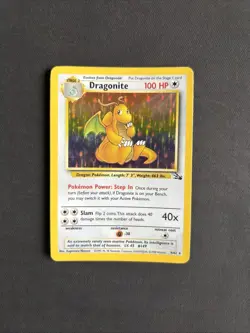 Pokemon TCG Dragonite 4/62 Fossil Unlimited Holo Holo Rare WOTC 1999 Vintage - Image 1