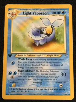 Light Vaporeon 52/105 | Neo Destiny | Non-Holo Rare | MP - Image 1