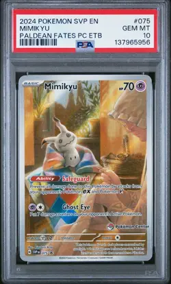 Mimikyu Paldean Fates Pokemon Center Stamp Promo 075 - SVP EN - PSA 10 - Image 1