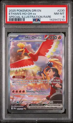 2025 POKEMON DRI EN-DESTINED RIVALS #230 ETHAN'S HO-OH EX PSA 8 - Image 1