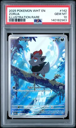 2025 POKEMON WHT EN-WHITE FLARE ILLUSTRATION RARE #142 ZORUA PSA 10 - Image 1