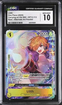 Lilith OP13-113 Alt Art CGC Gem Mint 10 One Piece Carrying on His Will - Image 1