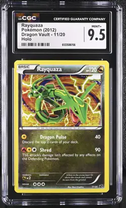 CGC 9.5 MINT+ Rayquaza 2012 Dragon Vault 11/20 Holo Pokemon Card - Image 1