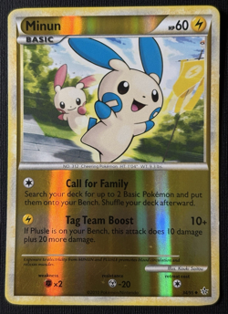 Pokemon Minun 34/95 HS Unleashed Reverse Holo TCG Card (LP) - Image 1