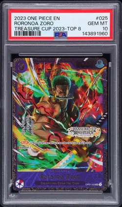 2023 ONE PIECE PROMOS TREASURE CUP 2023-TOP 8 #025 RORONOA ZORO PSA 10 - Image 1