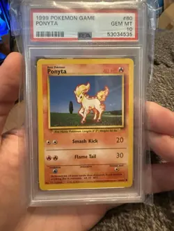 PSA 10 Ponyta 60/102 Pokemon Base Set 1999 Non Holo Graded Card - Image 1