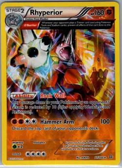 Rhyperior (Omega) 77/160 Reverse Holo XY - Primal Clash - Pokemon Card - NM - Image 1