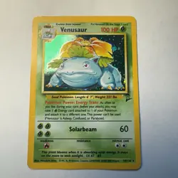 Venasaur VINTAGE Base Set 2 Holo SWIRL MP/HP Condition Pokemon TCG - Image 1