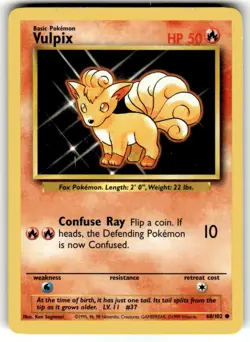 Base Set Pokemon TCG Vulpix 68/102 NM - Image 1