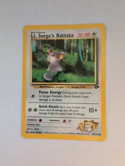 Pokemon Lt. Surge's Rattata 85/132 Common (NM) - Image 1