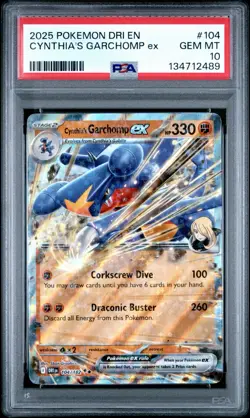 2025 Pokemon SV EN-DRI Destined Rivals Cynthia's Garchomp ex #104/182 PSA 10 Gem - Image 1