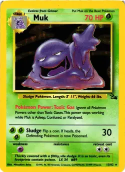 Pokemon TCG Muk 13/62 Fossil Holo Rare Unlimited VLP - Image 1