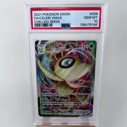 2021 POKEMON SWORD & SHIELD CHILLING REIGN #008 FULL ART/CELEBI VMAX PSA 10 - Image 1
