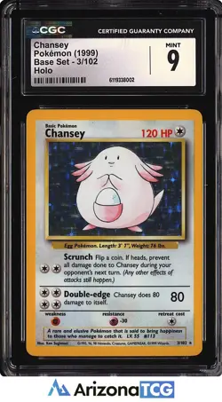 Pokemon 1999 Chansey 3/102 Holo Base Set CGC 9 - Image 1