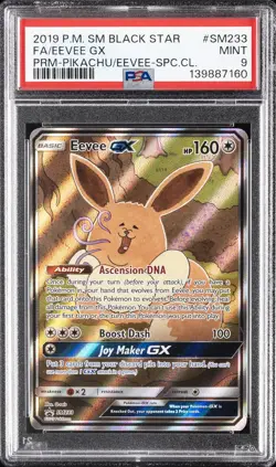 2019 POKEMON SM BLACK STAR PROMO #SM233 FULL ART/EEVEE GX PSA 9 - Image 1